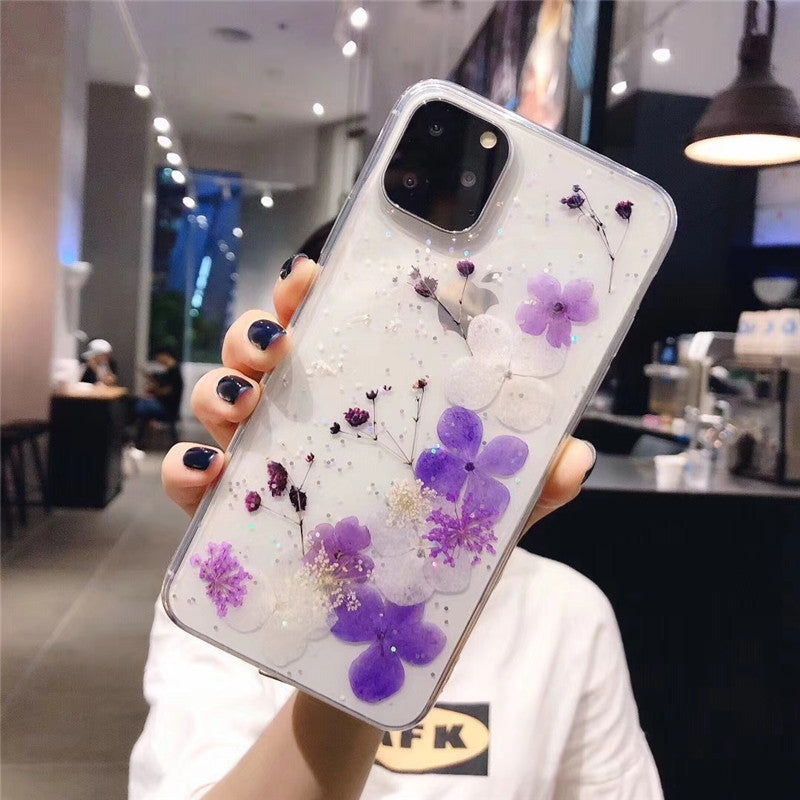 Butterfly Flower Dried Flower Phone Case Soft Shell Real Flower Epoxy Transparent