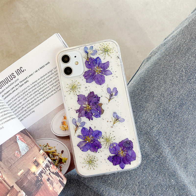 Compatible with Apple , Daisy Phone Case Real Flower Protective Cover