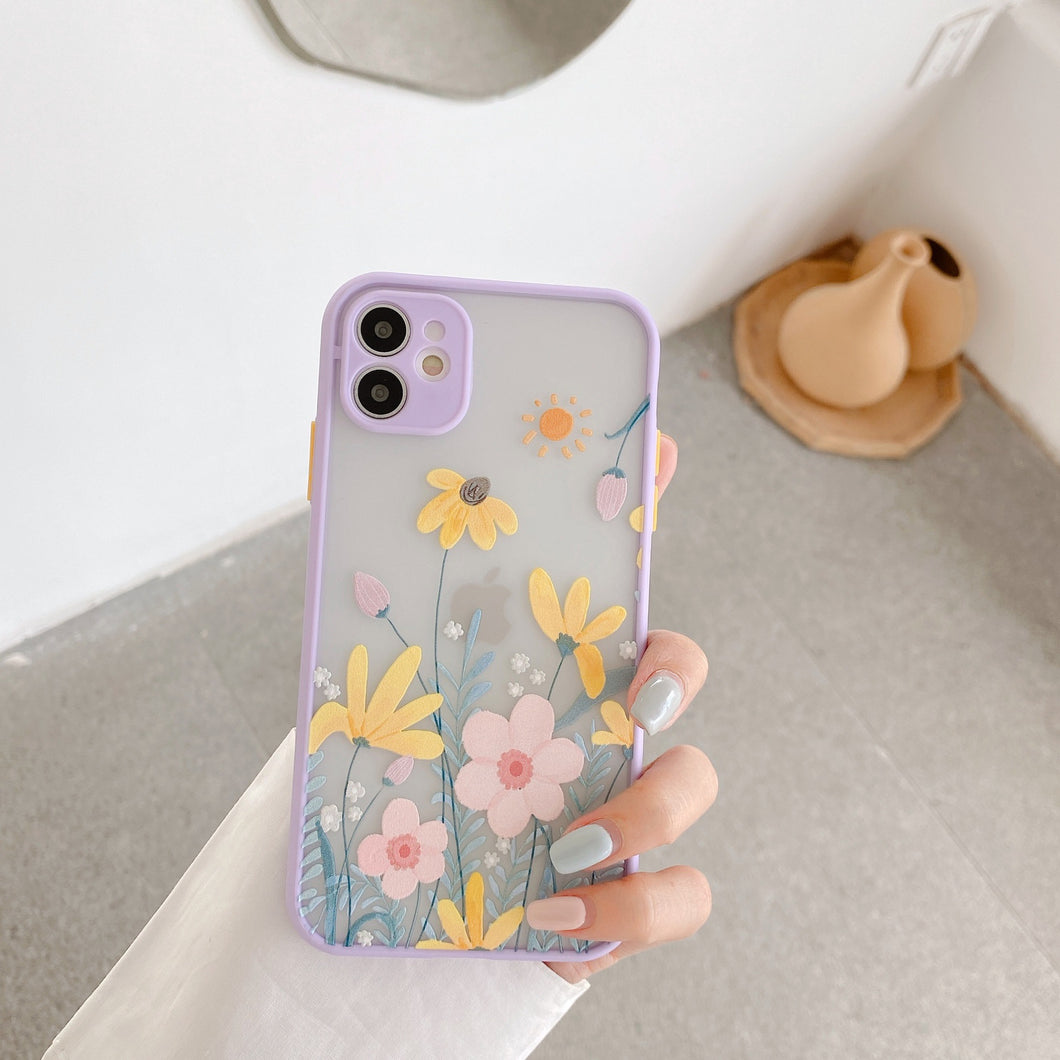 Small Clear Flower Skin Phone Case For Apple