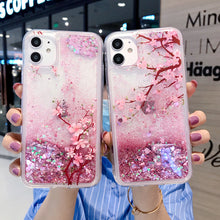 Load image into Gallery viewer, Liquid Quicksand Peach Blossom Phone Case Pink Soft
