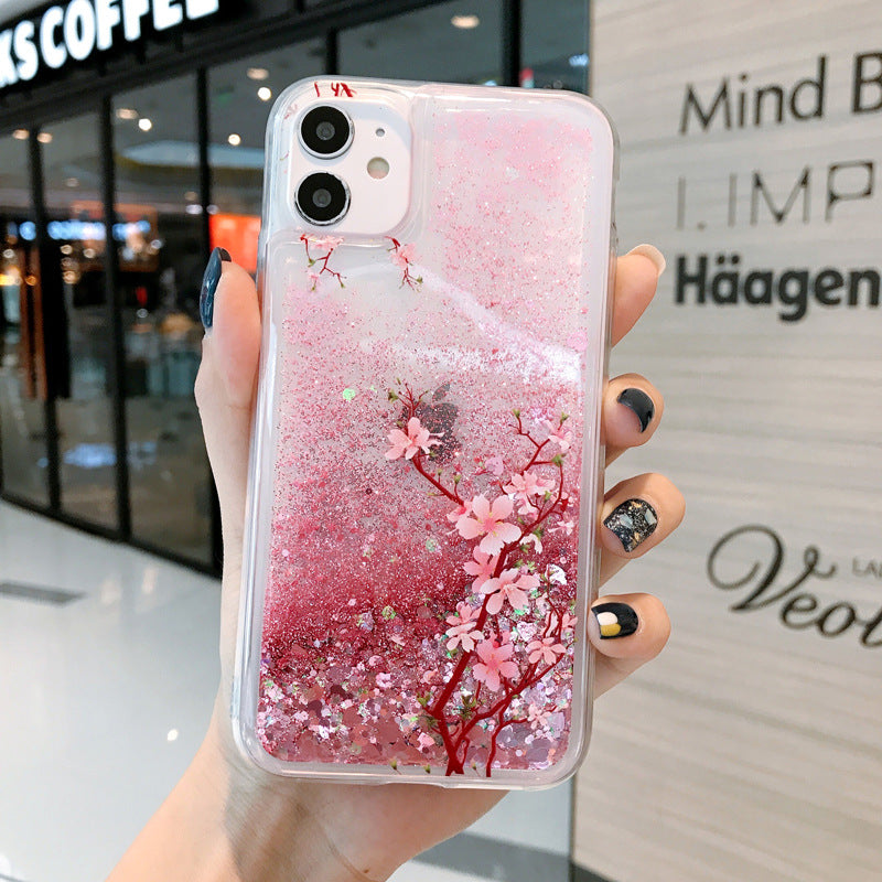 Liquid Quicksand Peach Blossom Phone Case Pink Soft