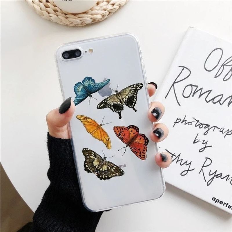 Butterfly silicone soft transparent phone case