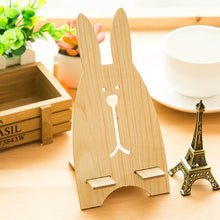 Load image into Gallery viewer, Cartoon Wooden Universal Portable Light Weight Rabbit Mobile Phone Tablet Desktop Holder Stand Lazy bracket For iPhone 7 Xiaomi
