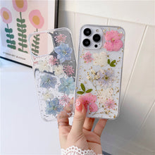 Load image into Gallery viewer, Creative Transparent Silver Foil Epoxy Dry Flower Phone Case
