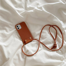 Load image into Gallery viewer, Simple Leather Lanyard Phone Case
