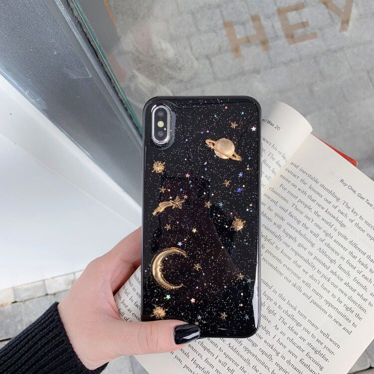 Transparent All-Inclusive Soft Shell Glitter Moon Phone Case