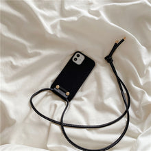 Load image into Gallery viewer, Simple Leather Lanyard Phone Case
