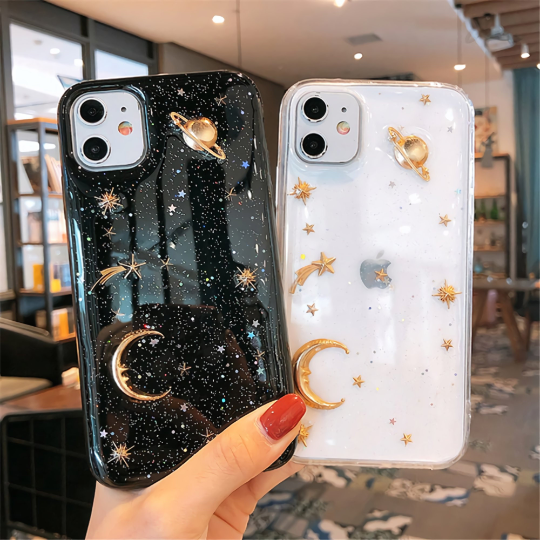 Handmade Moon & Stars Starry Sky Glitter Celestial Galaxy iPhone