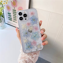 Load image into Gallery viewer, Creative Transparent Silver Foil Epoxy Dry Flower Phone Case

